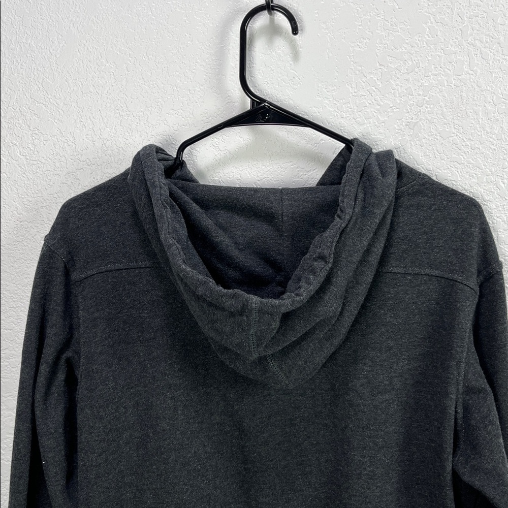 Univibe Men's Button Up Hooded Charcoal Gray Sz M Utility Heavy Shirt Drawstring - Picture 9 of 9